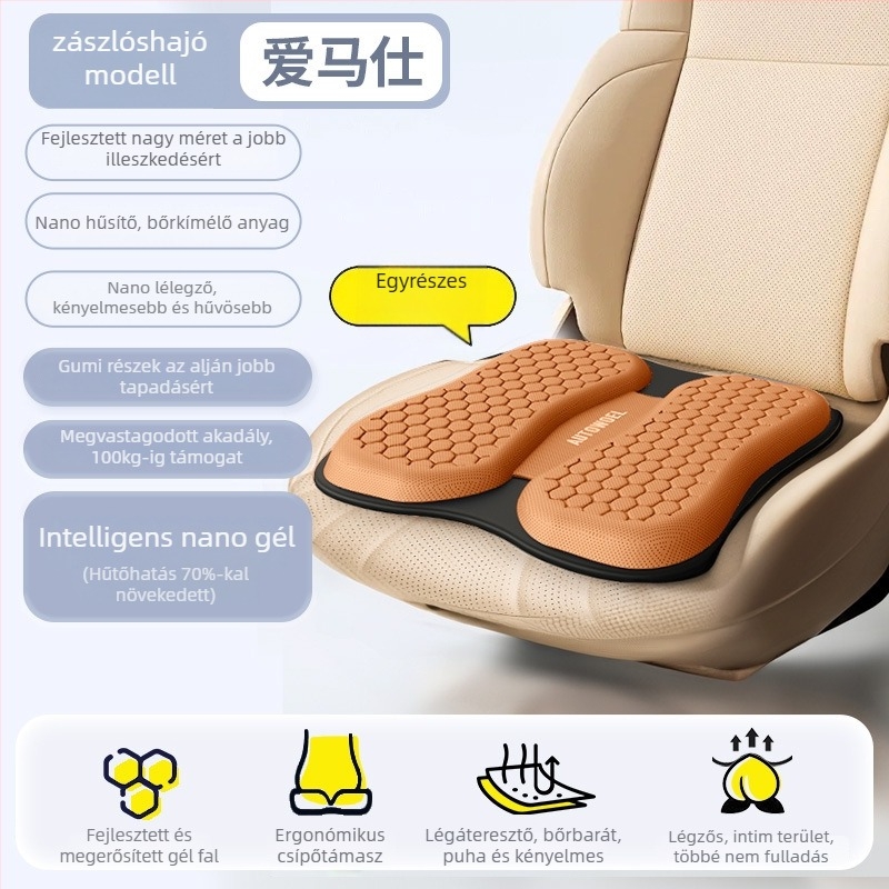 AUTOWOEL gel töltésű autóülés párna, Ice Silk felülettel, nyári használatra, univerzális, egy darab hátsó üléshez, sík stílus
