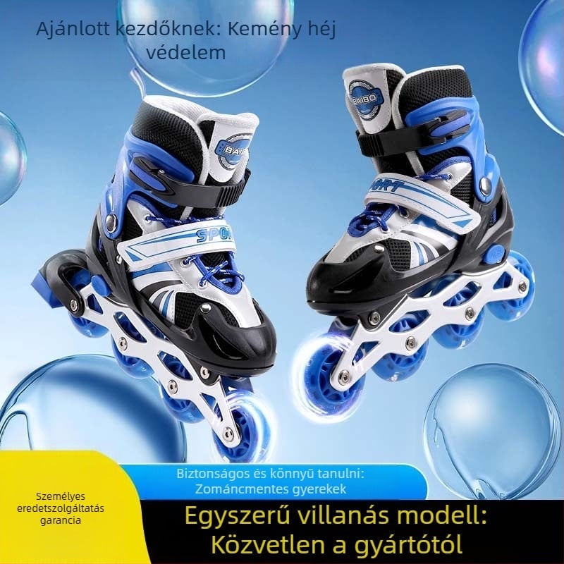 Gyerekeknek készült görkori kocsi a – állítható, LED villogás, PVC kerekek, inline, Bo Bo márka