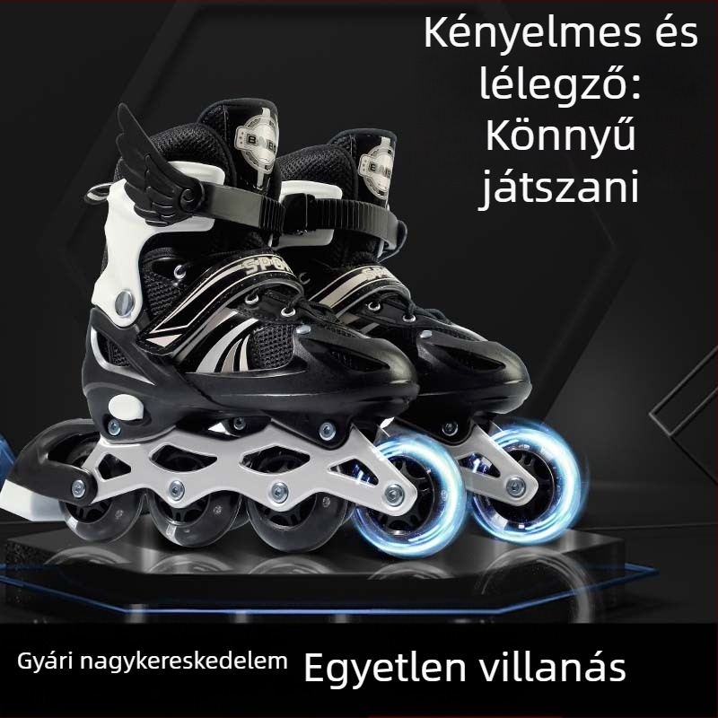 Gyerekeknek készült görkori kocsi a – állítható, LED villogás, PVC kerekek, inline, Bo Bo márka