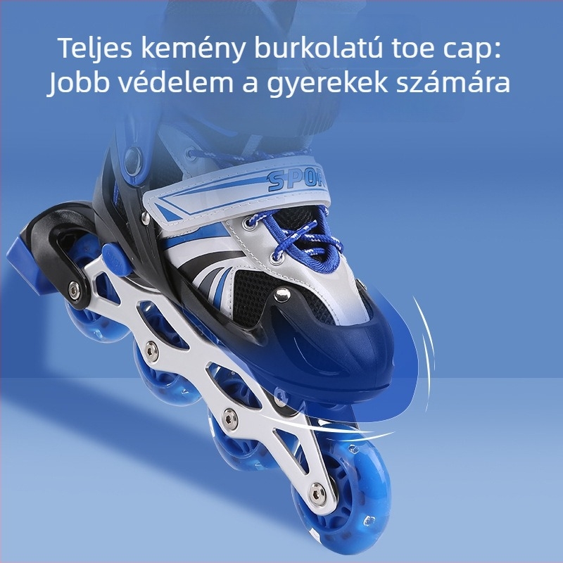 Gyerekeknek készült görkori kocsi a – állítható, LED villogás, PVC kerekek, inline, Bo Bo márka