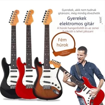 6-húrú műanyag elektromos gitár játék gyerekeknek – kezdő zenész hangszer videó útmutatóval