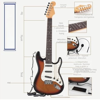 6-húrú műanyag elektromos gitár játék gyerekeknek – kezdő zenész hangszer videó útmutatóval
