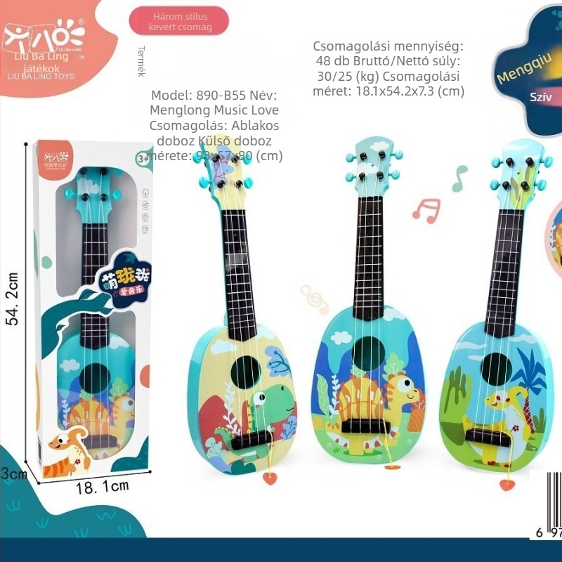 Okos gyermek gitár játék ukulele érzet, 4–6 éveseknek, Guangdong eredetű, dobozos csomagolás, interaktív oktató hangszer