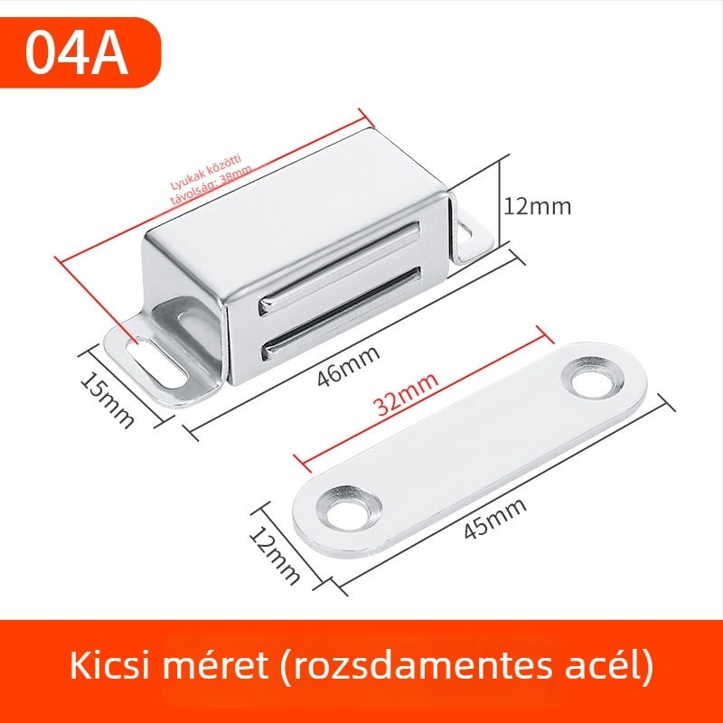 Rozsdamentes acél szekrényajtó mágnes vast vaslemezzel, márka Left Steel, modell bxgcx, alkalmas szekrényajtókhoz, helyiségek ajtóihoz és tűzvédelmi ajtókhoz