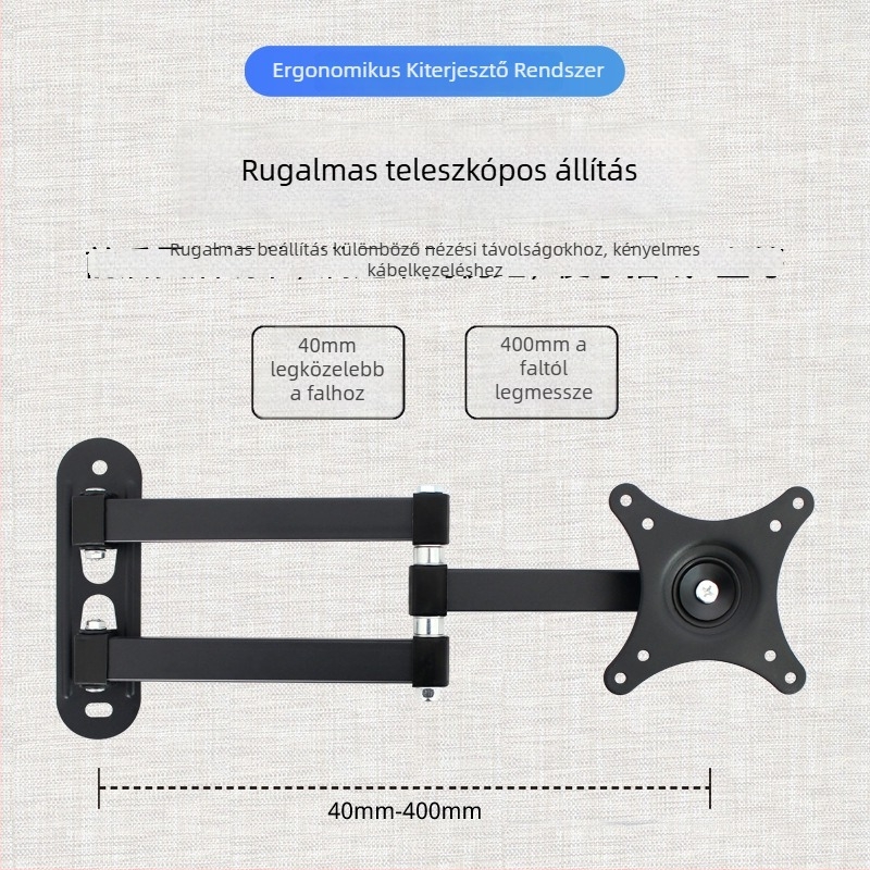 Newbanke 118 Fali tartó LCD monitorhoz és TV-hez — Forgó, Kihúzható, Univerzális, 1 kg