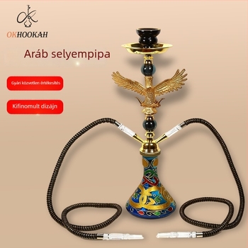 Kétcsöves rozsdamentes acél Arab vízipipa Phoenix testtel – teljes készlet