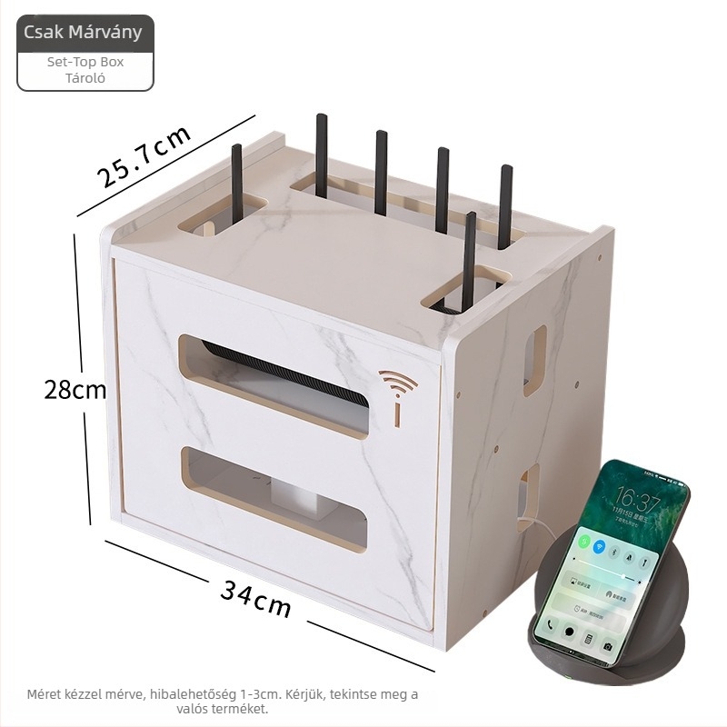 3-szintes asztali rendező routerhez, set-top boxhoz és modemhez - fúrás nélkül, WiFi-barát kialakítás