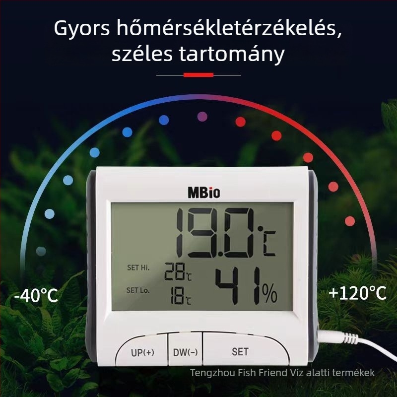 Akváriumi hőmérő nagy pontosságú kijelzővel és elektronikus érzékelővel, külső érzékelő teknős akvárium hőmérséklet-szabályozásához