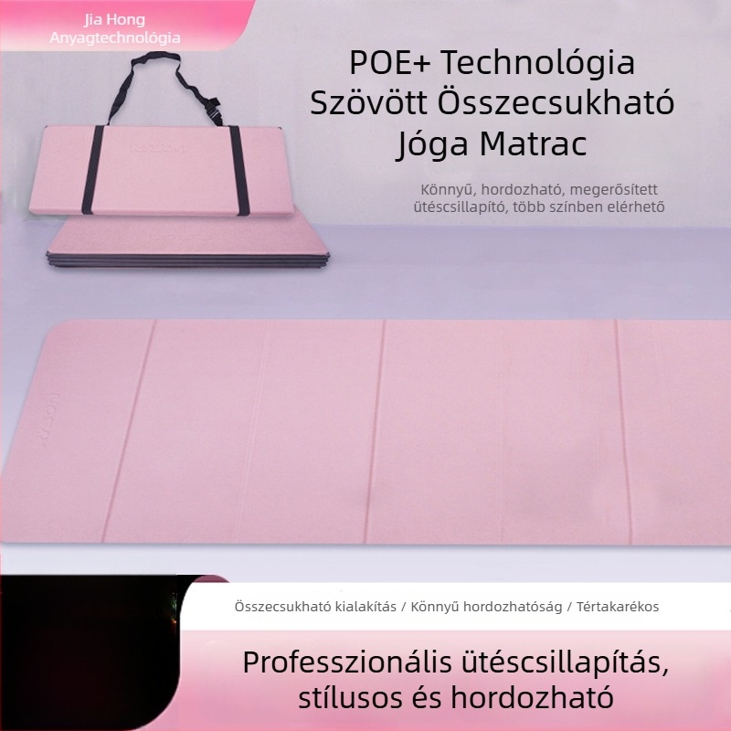 Jógamatrac nyolcrészes összecsukható kialakítással, POE+PU bőr felület, 0,6 cm vastagság, 1 kg súly