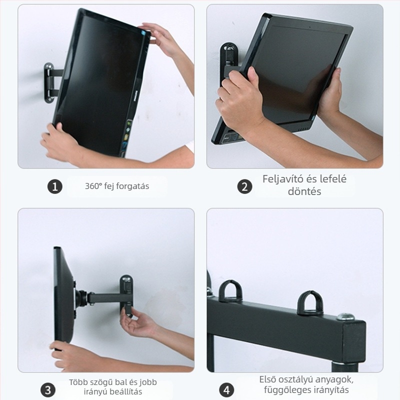 Kihúzható, forgó falra szerelhető monitor tartó LCD/TV-hez