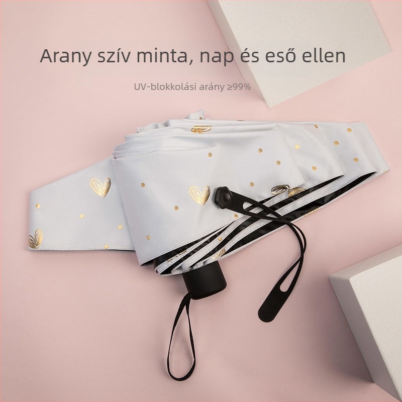 UV-védett napsugár-ernyő kapszula, összecsukható, 8 bordával, réz bordák, kézi nyitás