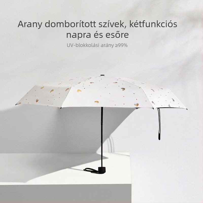 UV-védett napsugár-ernyő kapszula, összecsukható, 8 bordával, réz bordák, kézi nyitás