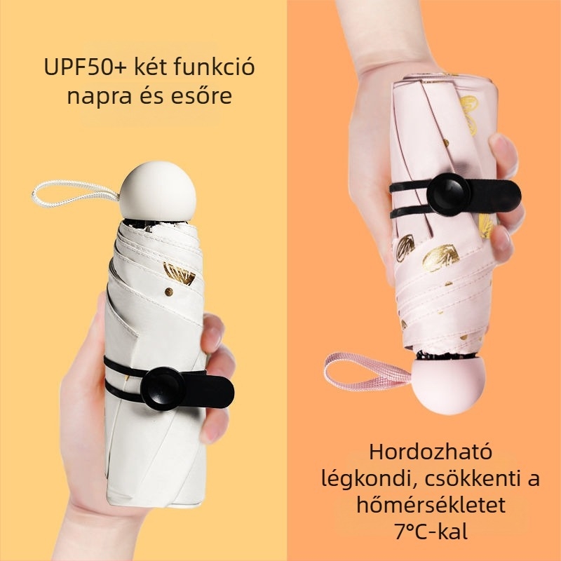 UV-védett napsugár-ernyő kapszula, összecsukható, 8 bordával, réz bordák, kézi nyitás