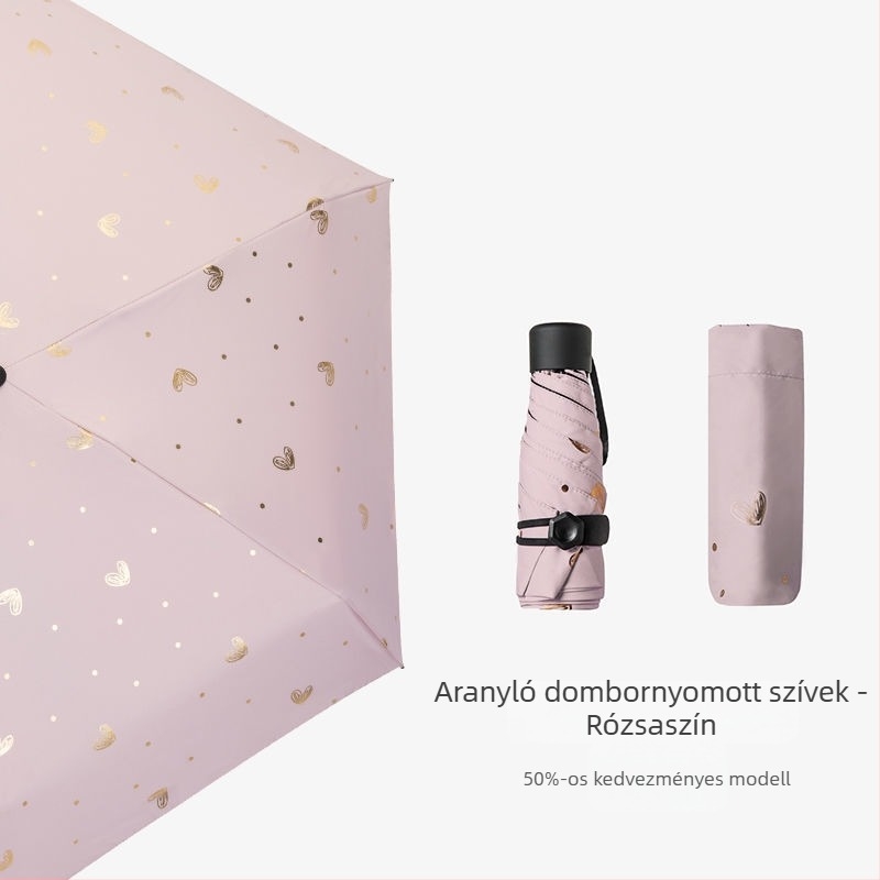 UV-védett napsugár-ernyő kapszula, összecsukható, 8 bordával, réz bordák, kézi nyitás