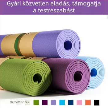 Két színű TPE jóga matrac, szélesebb és vastagabb, környezetbarát, sporthoz és fitneszhez, vonalvezető vonalakkal és csúszásmentes felülettel