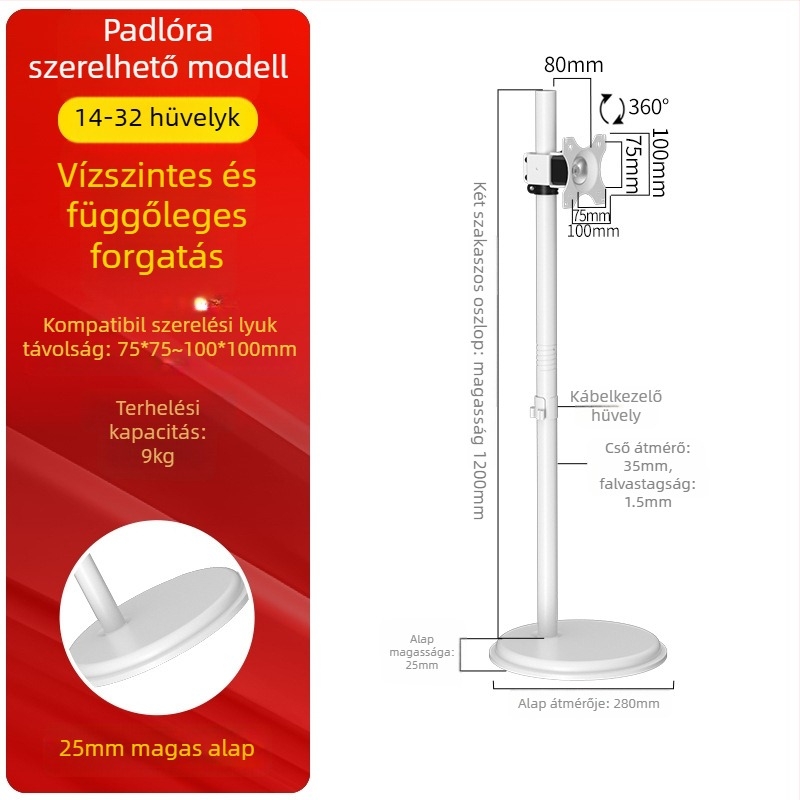 Y280 Hordozható monitorpadló állvány — univerzális kijelzőtartó