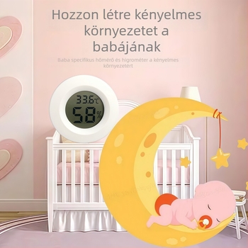 Körkörös digitális hőmérséklet- és páratartalom-mérő, akril ház, beépített hüllőhőmérő és higrométer