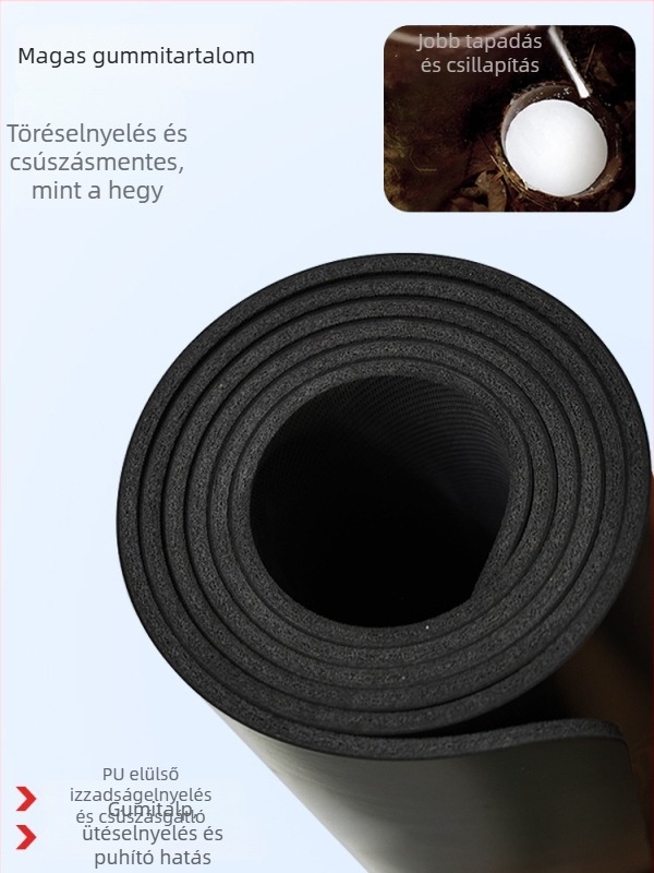 Természetes gumi jóga matrac, csúszásmentes, 5 mm, 183 x 68 cm, 3 kg, tartásvonalak, testreszabható
