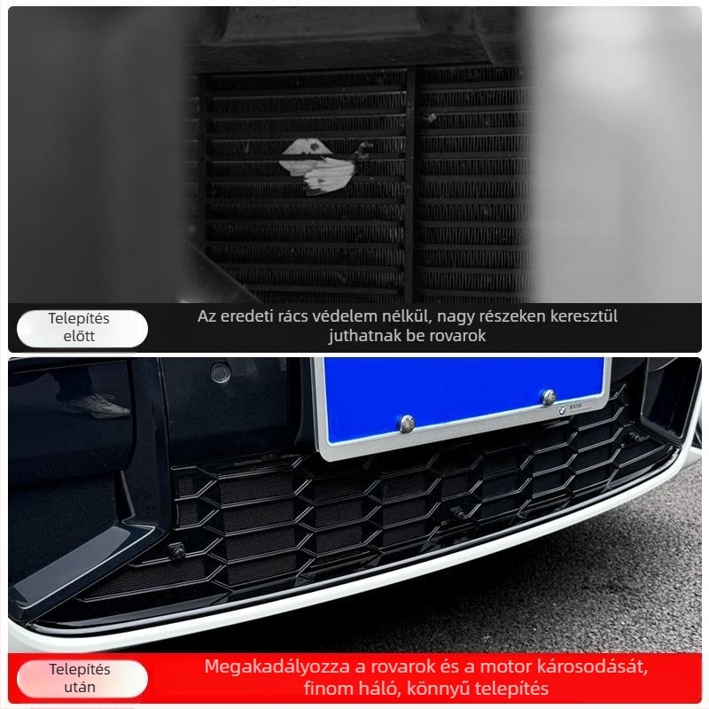 Dishan ABS + King Kong háló alsó hűtőráccsal védőfedő BMW 3-as sorozat (2023–2025) — porvédelem, rovarvédelem, megjelenés javítása