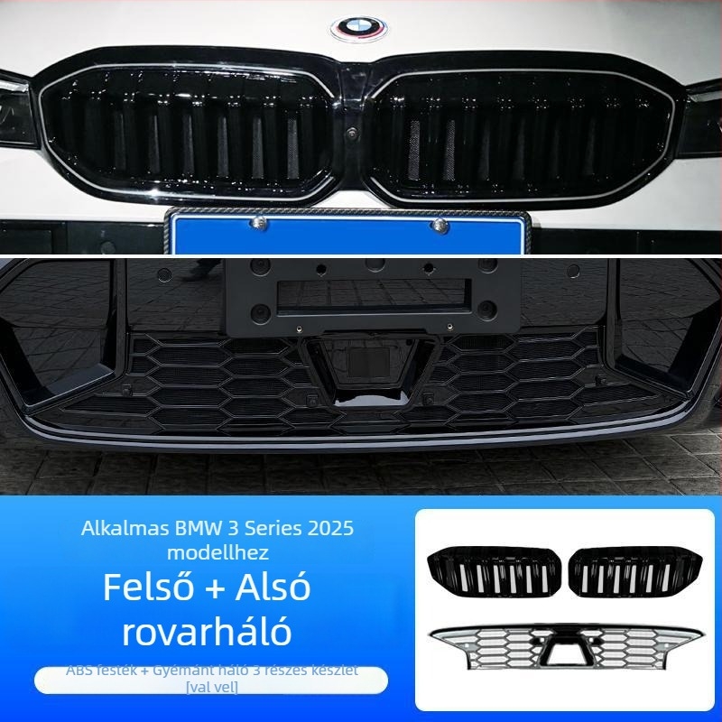 Dishan ABS + King Kong háló alsó hűtőráccsal védőfedő BMW 3-as sorozat (2023–2025) — porvédelem, rovarvédelem, megjelenés javítása