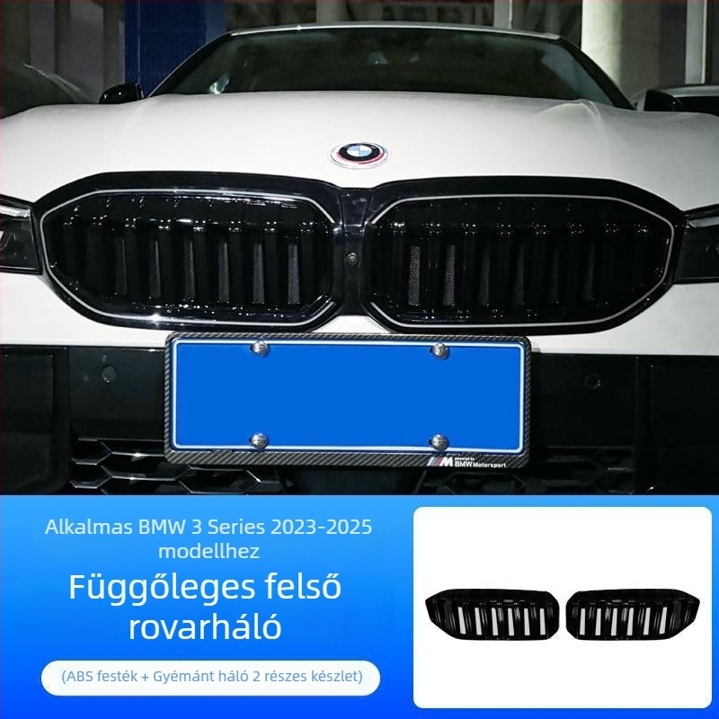 Dishan ABS + King Kong háló alsó hűtőráccsal védőfedő BMW 3-as sorozat (2023–2025) — porvédelem, rovarvédelem, megjelenés javítása