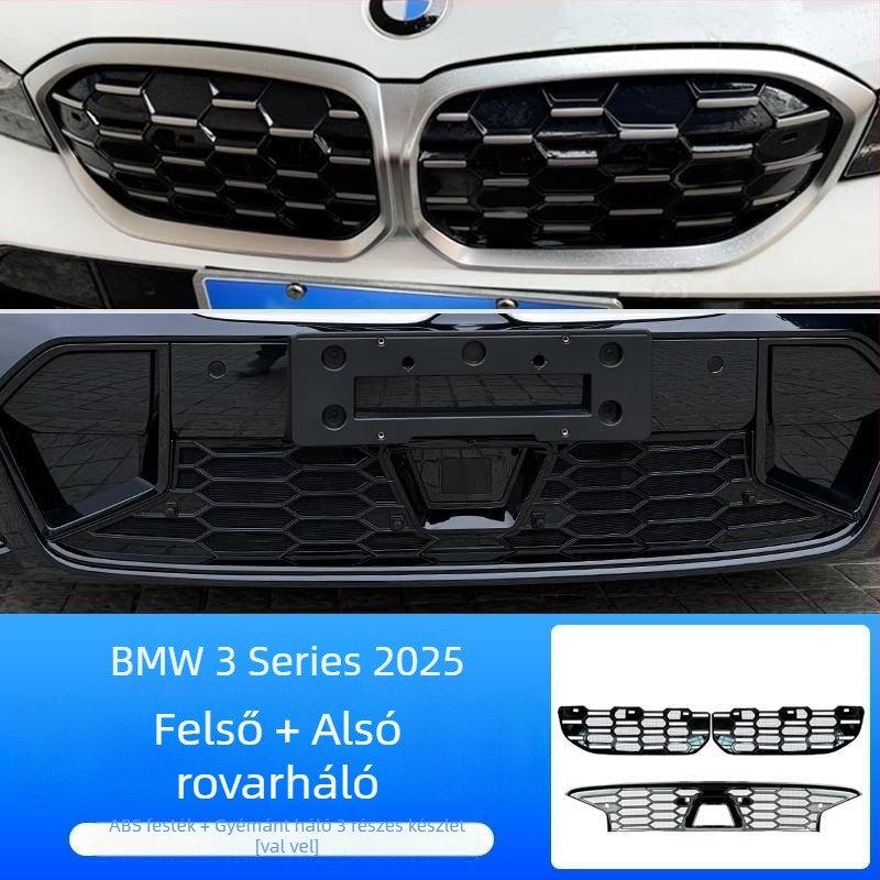 Dishan ABS + King Kong háló alsó hűtőráccsal védőfedő BMW 3-as sorozat (2023–2025) — porvédelem, rovarvédelem, megjelenés javítása