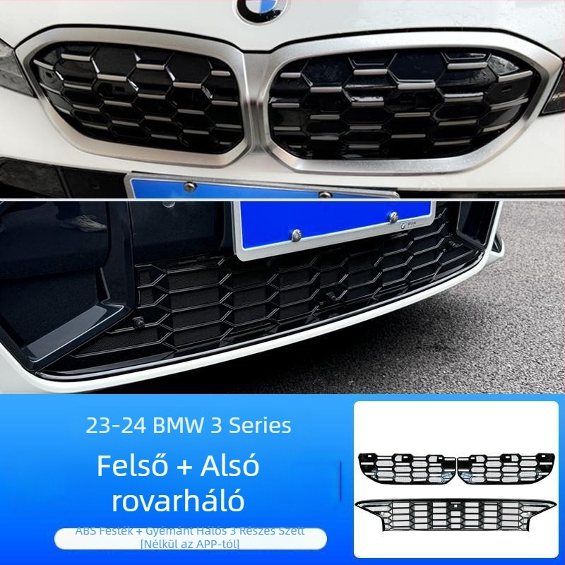 Dishan ABS + King Kong háló alsó hűtőráccsal védőfedő BMW 3-as sorozat (2023–2025) — porvédelem, rovarvédelem, megjelenés javítása