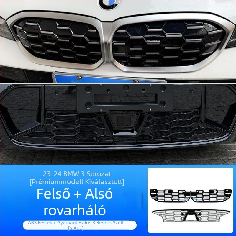 Dishan ABS + King Kong háló alsó hűtőráccsal védőfedő BMW 3-as sorozat (2023–2025) — porvédelem, rovarvédelem, megjelenés javítása
