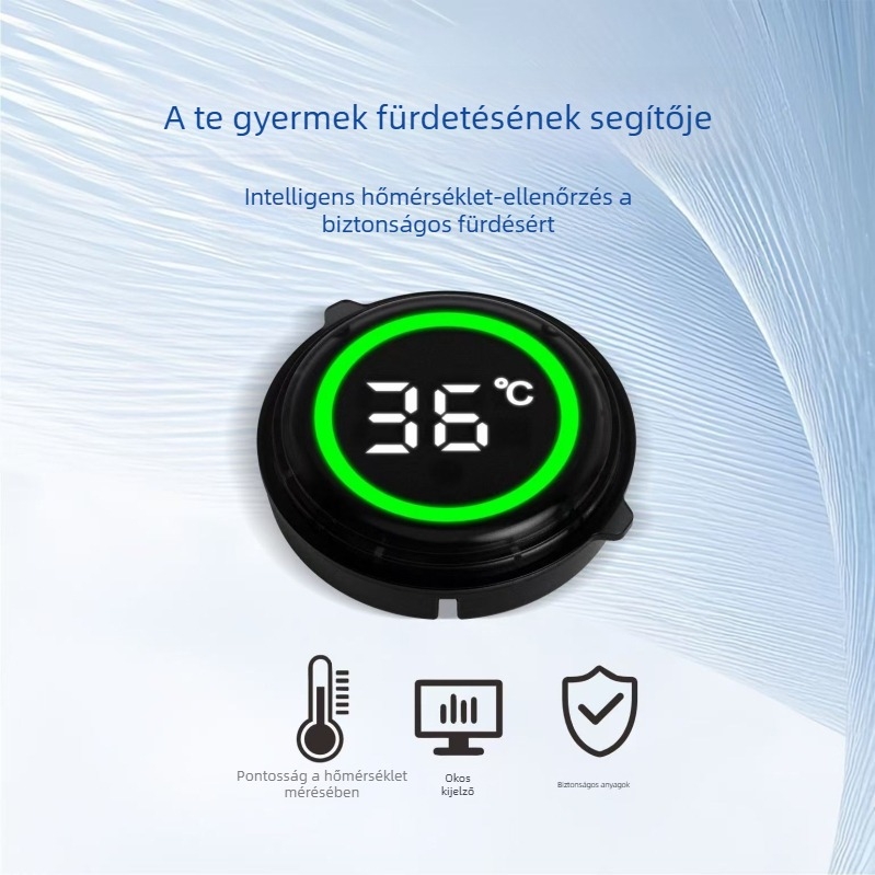Digitális fürdőszobai hőmérő LCD kijelzővel – méri a víz hőmérsékletét, vízálló, akváriumhoz is