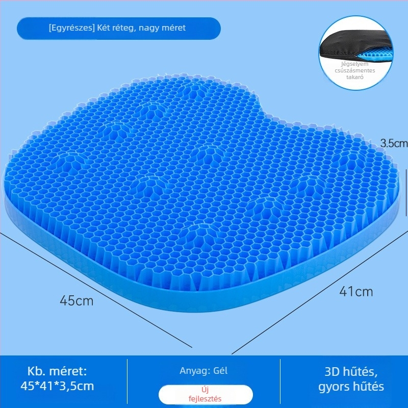 Gél ülésvédő autóhoz, méhsejt design (honeycomb), monolitikus kivitel, On the Way, légáteresztő és hűsítő