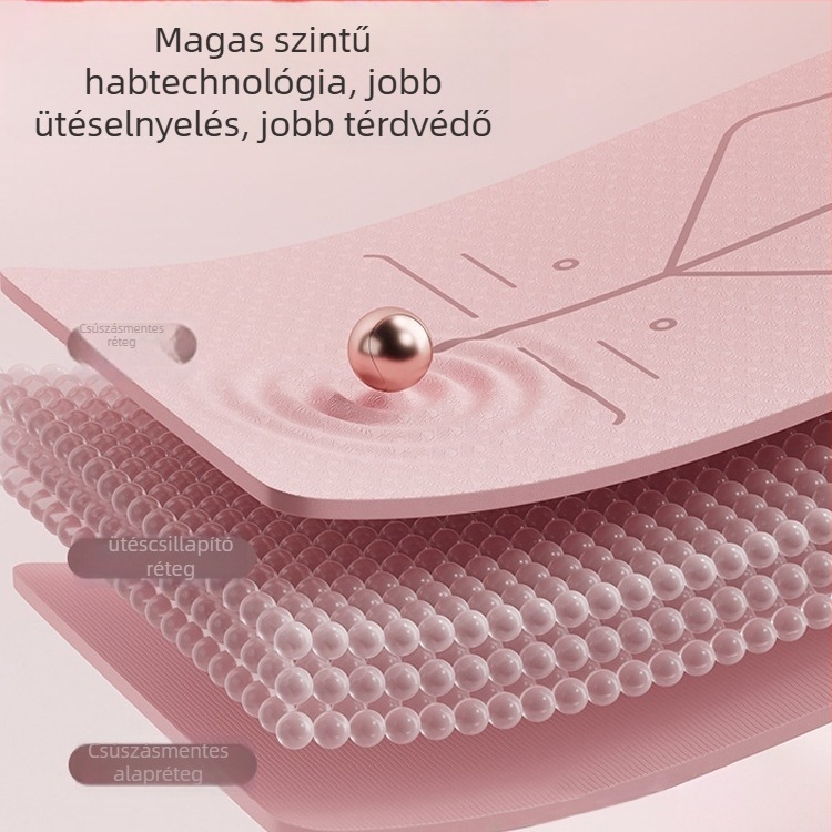 Jógamatrac csúszásmentes felülettel, ütéscsillapító és csendes vastagított dizájn, vonalakkal a pozíciókhoz (6mm/8mm)