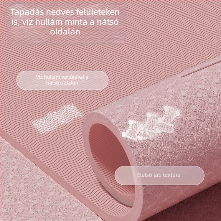 Jógamatrac csúszásmentes felülettel, ütéscsillapító és csendes vastagított dizájn, vonalakkal a pozíciókhoz (6mm/8mm)