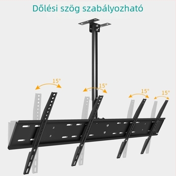 Általános mennyezeti TV-tartó két kijelzőhöz, kettős karokkal (általános; két kijelző; mennyezeti rögzítés; kettős karok)