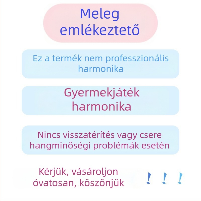 Gyerekeknek szánt fémharmonika, kromatikus, 24 lyukú, kétsoros, krómozott réz fedél