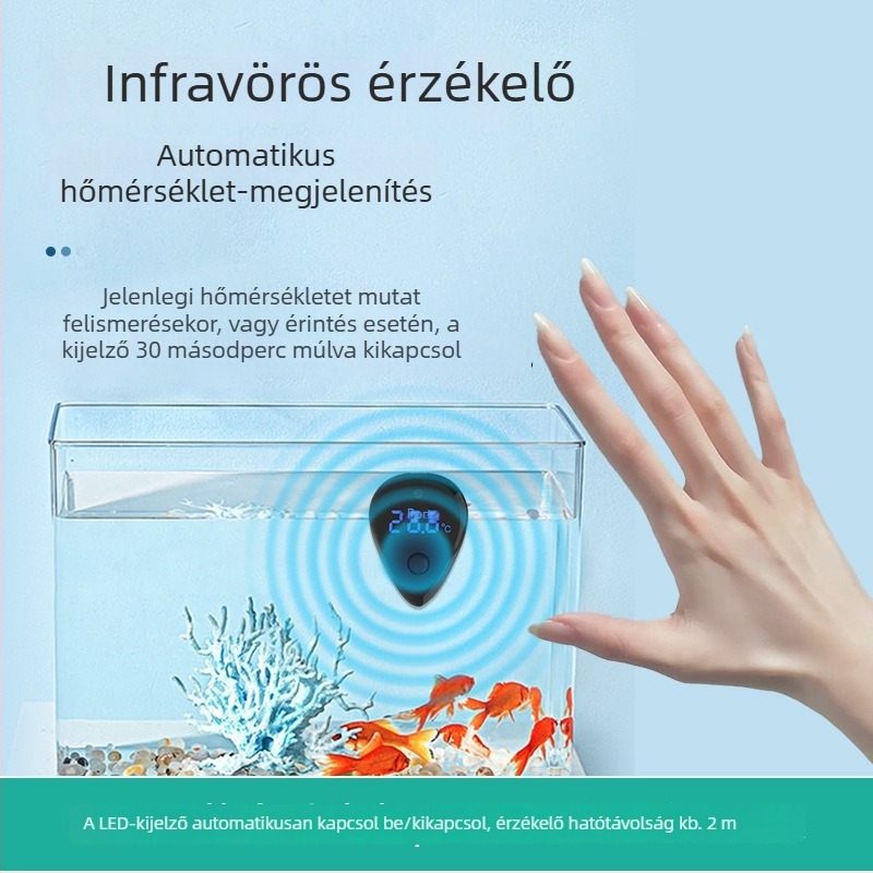 Akvarisztikus hőmérő csepp alakú kivitel, ABS anyag, méri a víz hőmérsékletét