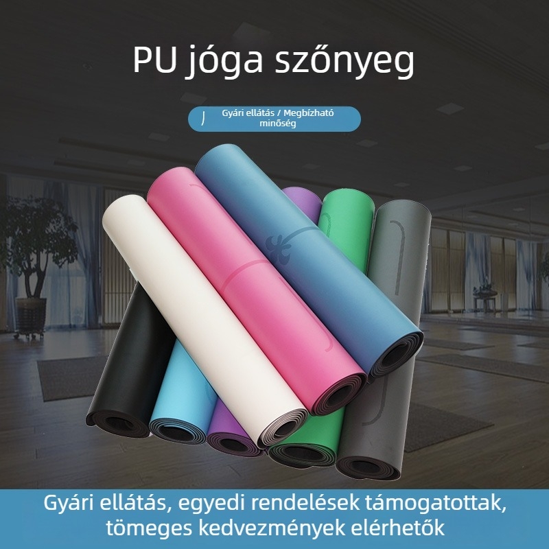 PU természetes gumi jóga matrac, szélesebb és vastagabb, csúszásmentes, edzés matrac pozícióvonalakkal