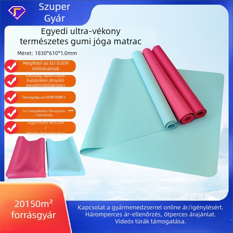 Összecsukható jóga matrac, ultra vékony 1 mm, természetes gumi, csúszásmentes és szagtalan, 1150 g, testreszabható