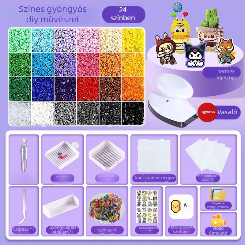 Gyöngyfűző készlet 3D puzzle eszközökkel (Műanyag, 3D puzzle, OPP csomagolás, 14+)