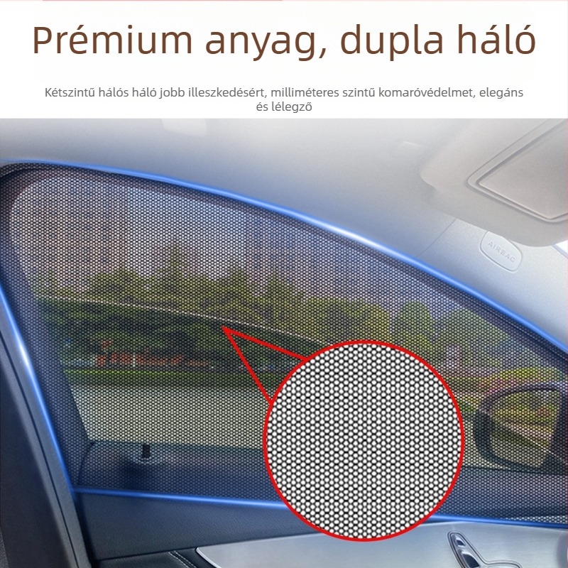 Autó oldalsó ablakára szúnyogháló – univerzális oldalablakokra, rovarháló, napvédő, minimalista stílus, testreszabható