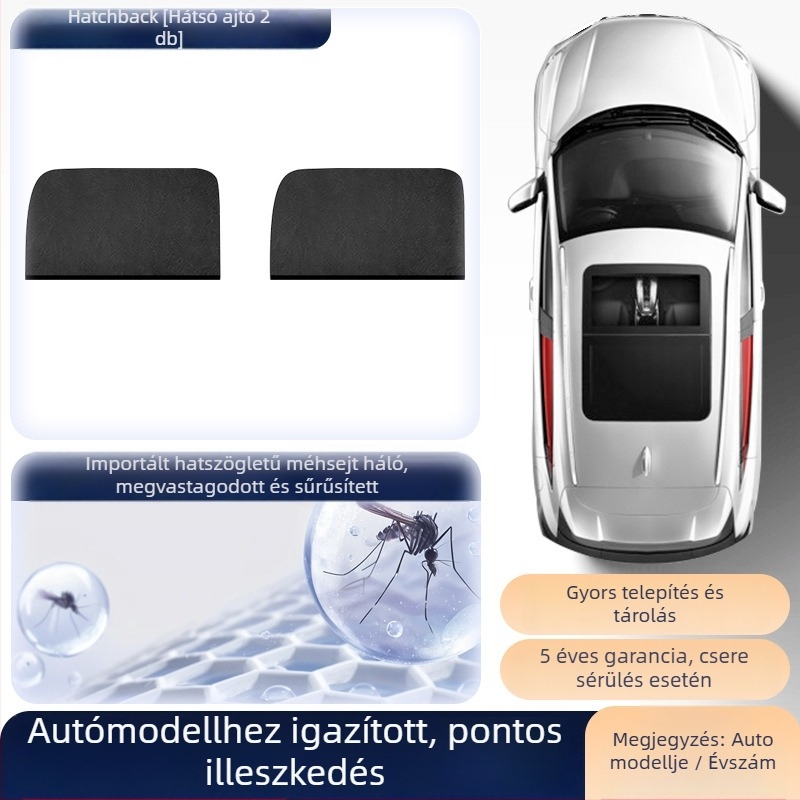 Autó oldalsó ablakára szúnyogháló – univerzális oldalablakokra, rovarháló, napvédő, minimalista stílus, testreszabható