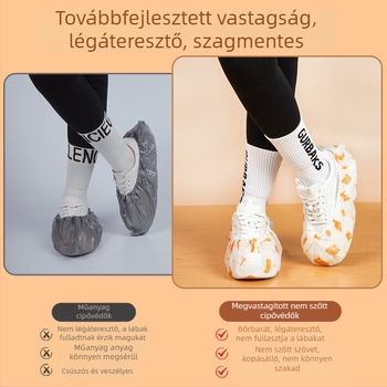 Egyszer használatos, vastagított nemszőtt anyagból készült cipővédők, rajzfilm mintával, mosható, kopásállóak, felnőtteknek, beltéri használatra, egy méret