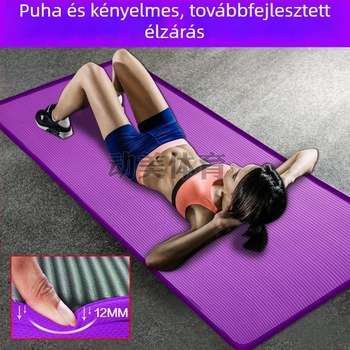 NBR szegéllyel ellátott jóga matrac, széles, ütéselnyelő, edzéshez és hasizom gyakorlatokhoz.
