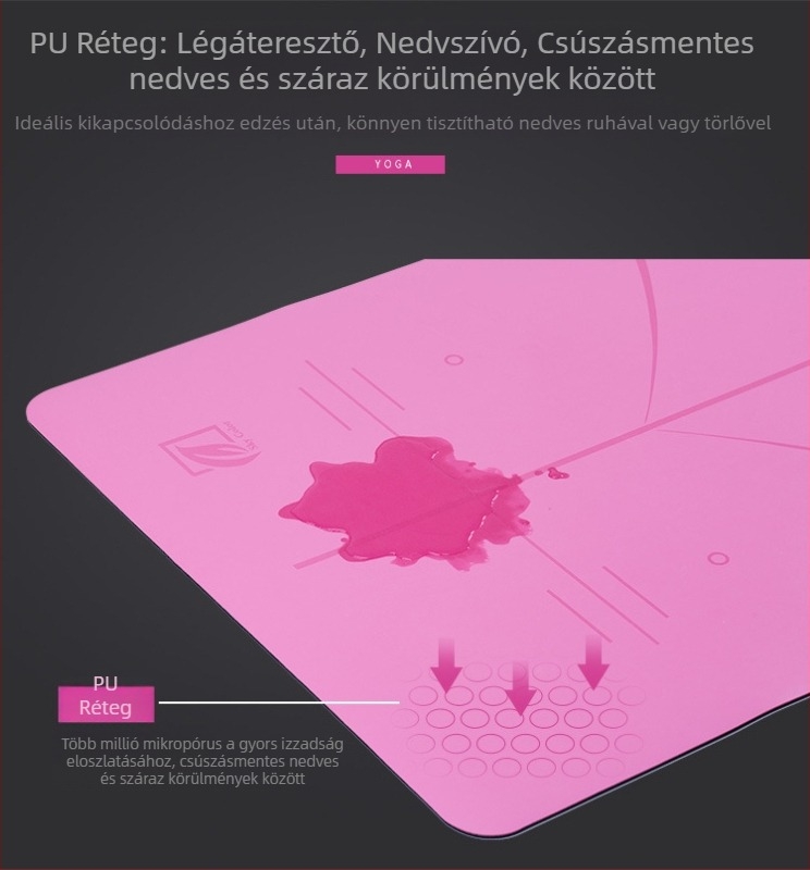 Személyre szabható gumírozott jóga matrac – környezetbarát, vastag edzőmatrac logóval és testhelyzet-vezető vonallal