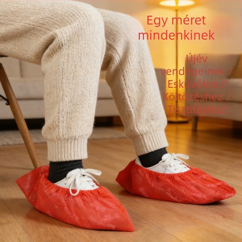 Egyszer használatos cipővédők | Nemszövött textil | Megnövelt csúszásmentes felület | Szerencsés ünnepi minta | Logó nyomtatva