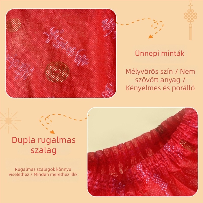 Egyszer használatos cipővédők | Nemszövött textil | Megnövelt csúszásmentes felület | Szerencsés ünnepi minta | Logó nyomtatva