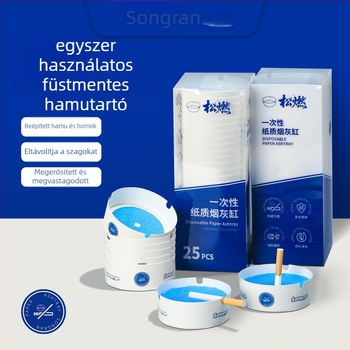 Egyszer használatos papír pohárból készült hamutartó, vastagított és megkeményített, irodai használatra, hordozható, logó nyomtatási lehetőséggel