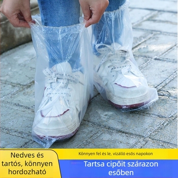 Egyszer használatos vízálló cipővédők, anti-homok és csúszásmentes kialakítással, vastagított és kopásálló, polietilénből (PE) készült, beltéri használatra