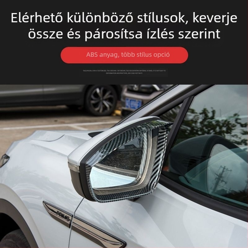 VW ID4X/ID4CROZZ visszapillantó tükör fémes esővédője, dedikált tükörkeret, fémes dekoratív esővédő matrica