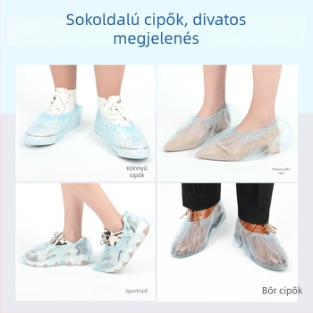 Egyszerhasználatos cipővédők PE-anyagból, 100 db, vízálló és csúszásmentes, normál vastagság