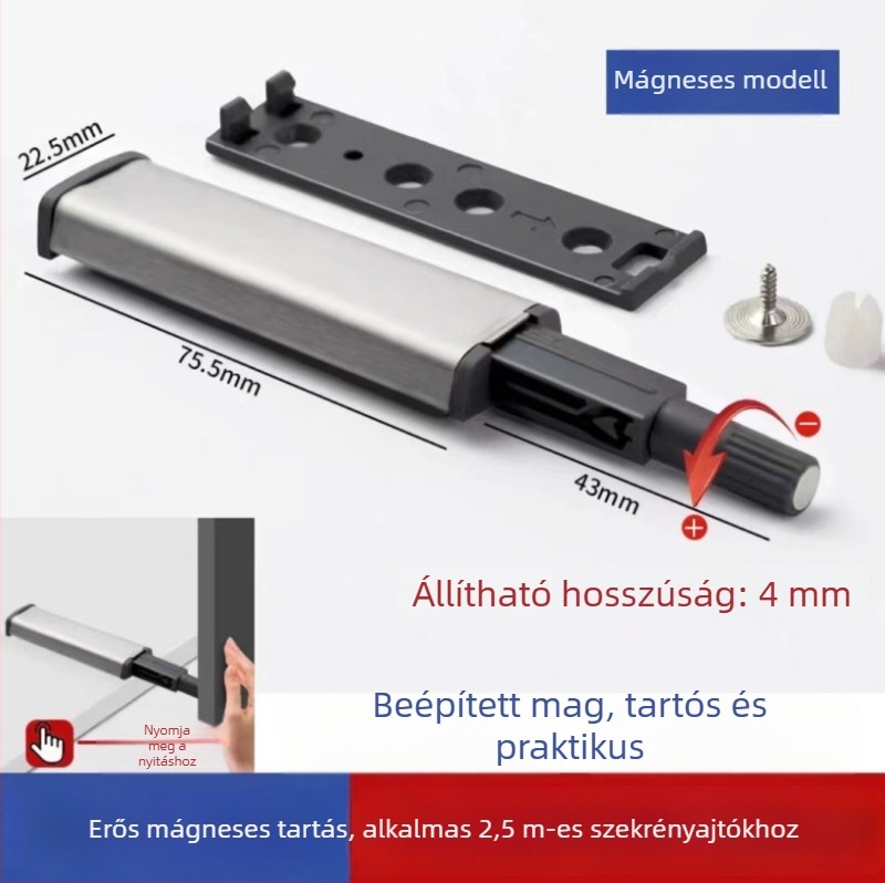 Szekrényajtóhoz készült nehéz terhelésű rebounder, PVC, automatikus vezérlés, modell 524512
